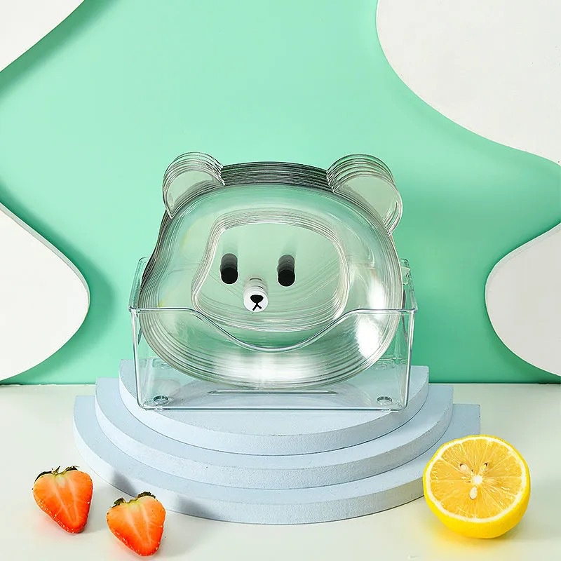 Đĩa Gấu Brown Nhưa Pet Dễ Thương 2 Màu Nâu và Trong Suốt