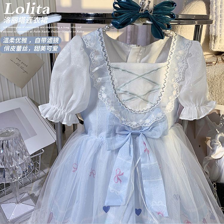 Đầm Công Chúa Lolita Tay Phồng Thời Trang Cho Bé Gái 2-10 Tuổi