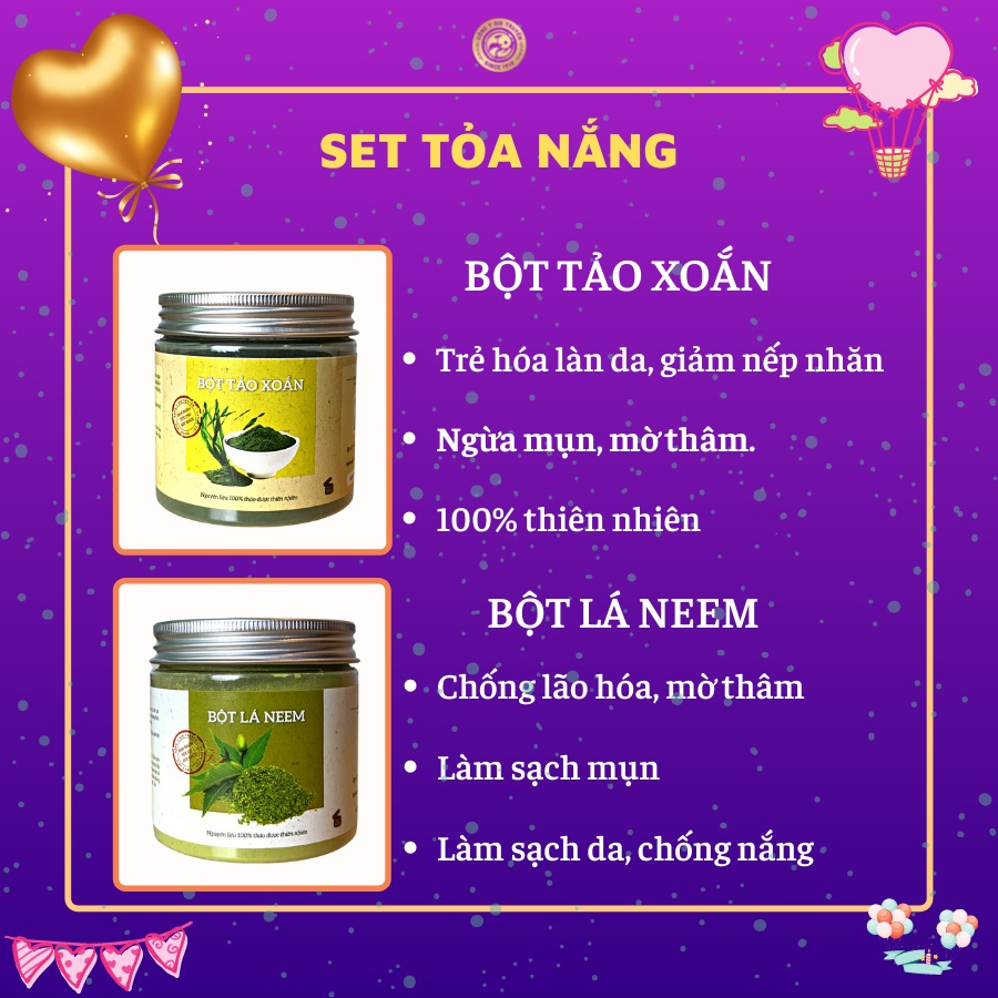 Set quà tặng 8 - 3 Bộ quà Tỏa Nắng THÔNG CÁT HCM bột tảo xoắn, bột lá neem giúp nàng luôn có làn da căng mịn, trắng sáng