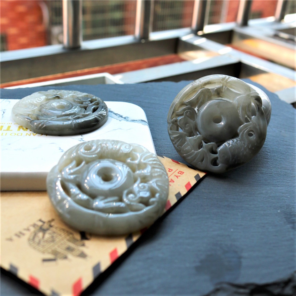 Ngọc bội resin họa tiết tròn 50*50mm nguyên liệu làm trâm làm trang sức cổ trang việt phục