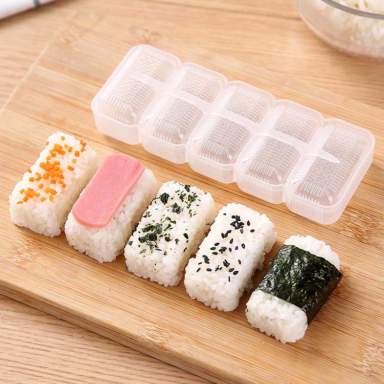 Khuôn nhựa làm sushi 5 ô trong suốt