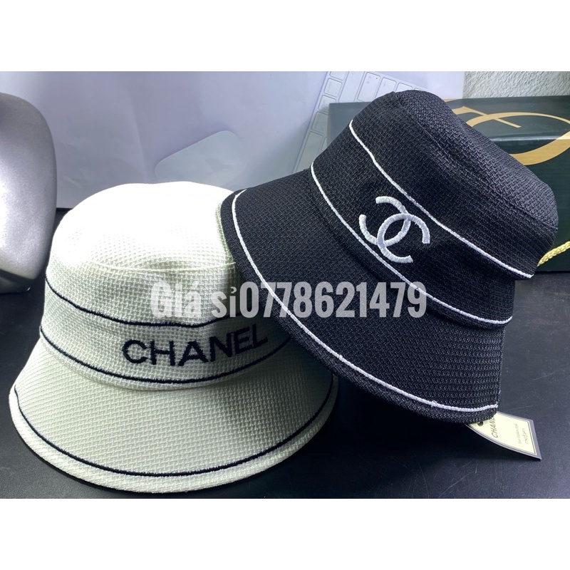 Mũ vành bucket thêu chữ 2 mặt cha nel - nón hàn quốc thời trang nữ