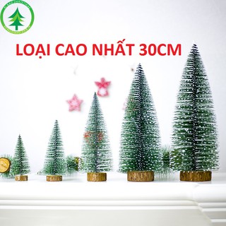 cây thông noel mini phủ tuyết để bàn loại đẹp 27cm