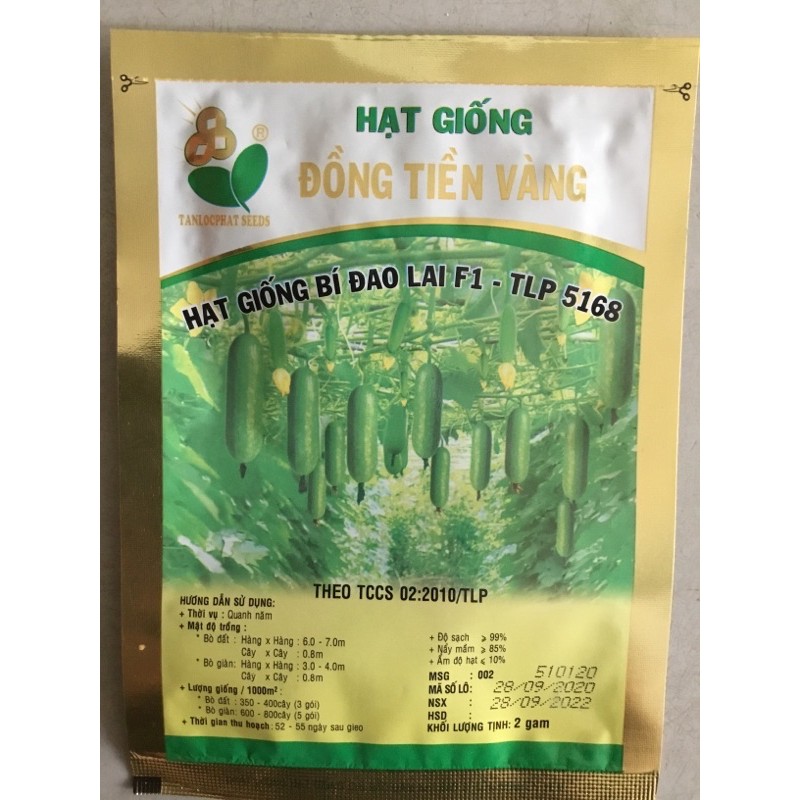 Hạt giống bí đao lai F1 TLP 5168 Đồng Tiền Vàng gói 2g