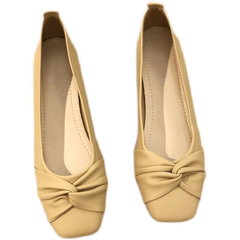 Giày Búp Bê Da Mềm Gót Thấp Mũi Vuông Thời Trang Mùa Xuân Thanh Lịch Dành Cho Nữ 2022