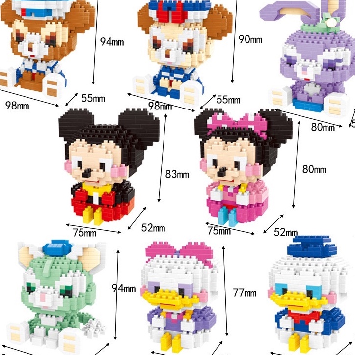 Đồ chơi lắp ghép ráp mô hình vịt chuột thỏ dễ thương hoạt hình