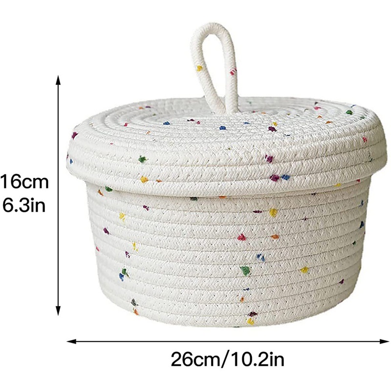 Giỏ Đựng Đồ Bằng Dây Cotton Bện Có Nắp Đậy Sắp Xếp Gọn Gàng