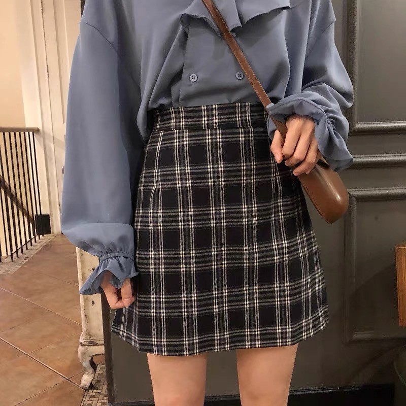 CHÂN VÁY CHỮ A KẺ CARO🦋 CHÂN VÁY DÁNG NGẮN KẺ Ô ĐEN NỮ🦋 | BigBuy360 - bigbuy360.vn