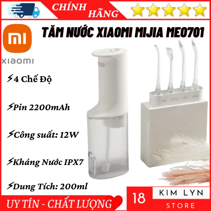 Tăm Nước Xiaomi Mijia Meo701 Kèm 4 Đầu Xịt Tiện Lợi Vệ Sinh Răng Miệng Hiệu Quả - Bảo Hành 12 Tháng