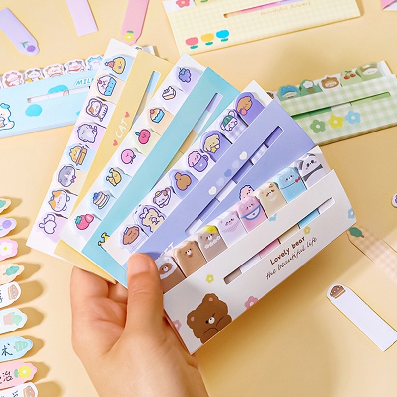 Set 120 Tờ Giấy Note Ghi Chú - STicky Notes Nhiều Màu Hoạ Tiết Dễ Thương