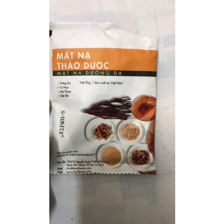 Gói nạ bắc lẻ swhite thành phần trong sét bột mặt nạ thảo dược