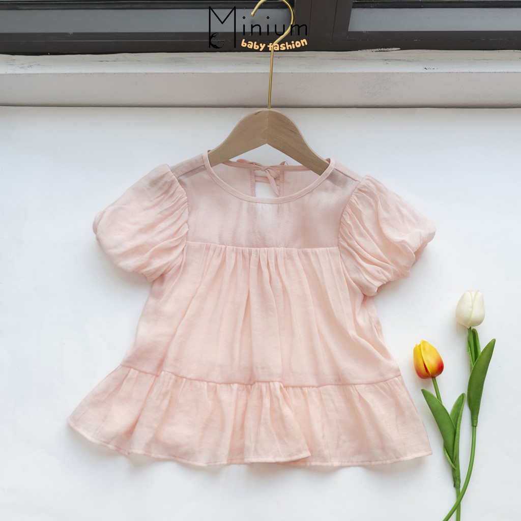 Áo babydoll tay bồng công chúa Minium, áo bé gái tay lỡ, áo trẻ em đẹp-A5