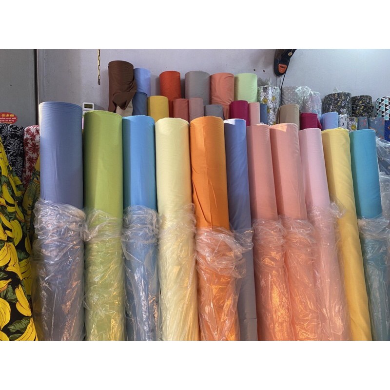 Vải thô lụa trơn may ga gối,váy áo 100% cotton dày dặn và mịn mát