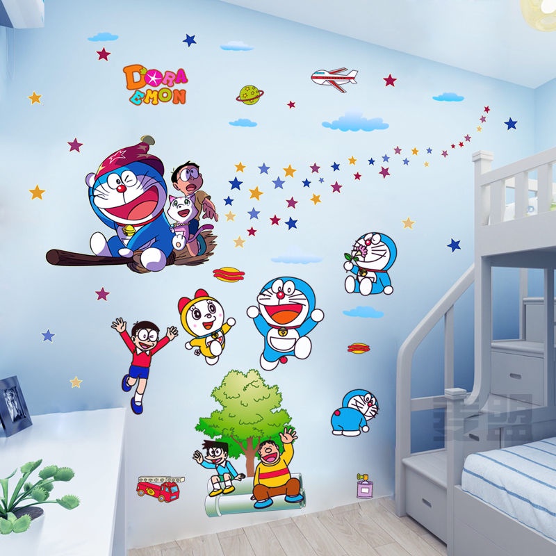 Giấy Dán Tường Hình Doraemon Trang Trí Phòng Ngủ Cho Bé dán decor phòng