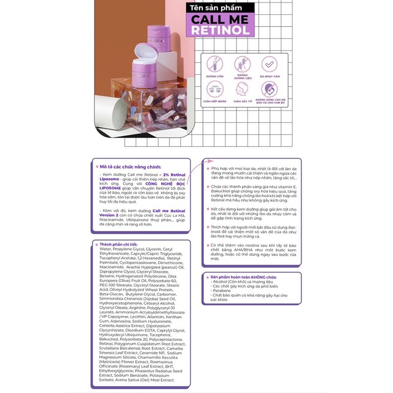 Kem Dưỡng Call Me Retinol 50ml CMD Cosmetics - Call Me Duy