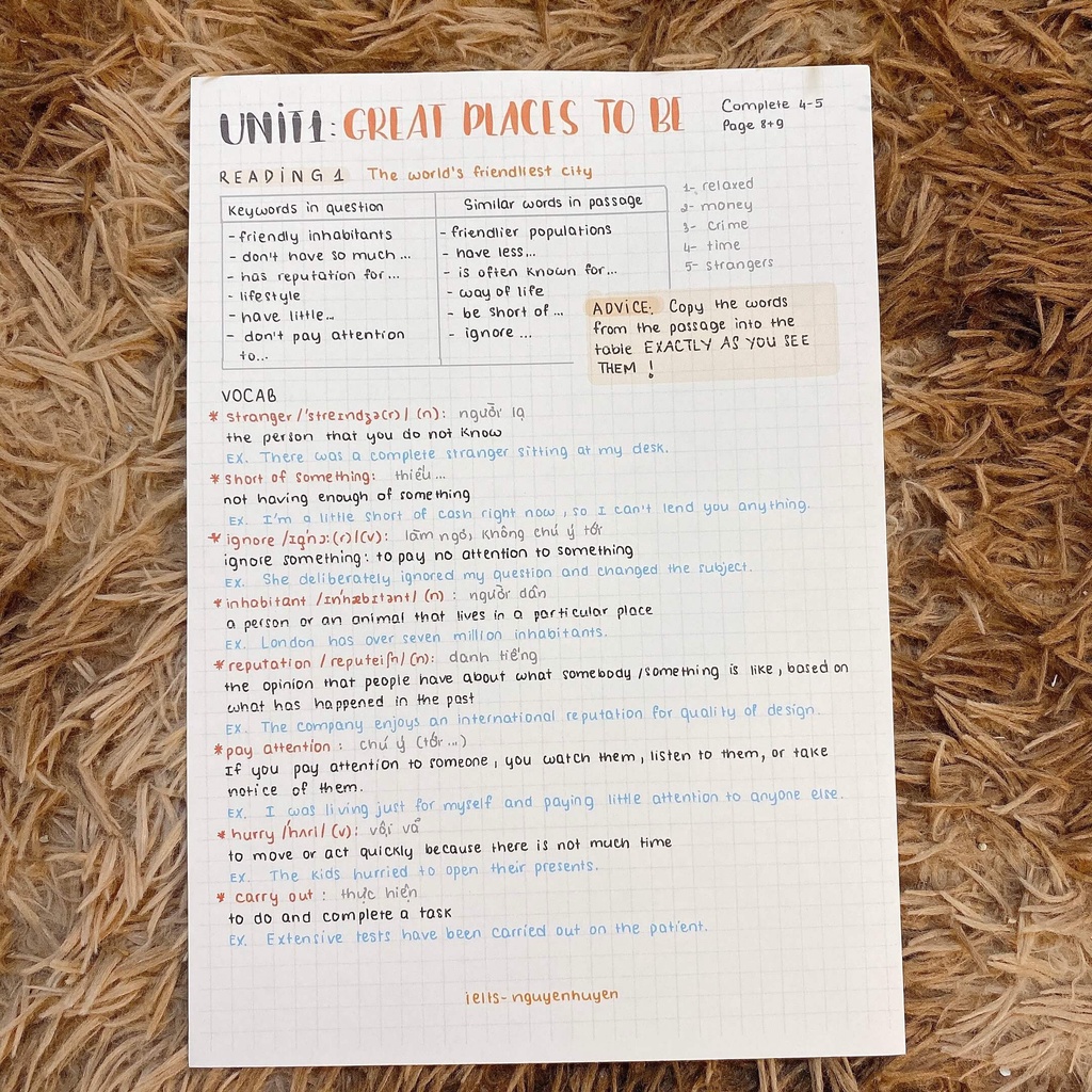 Take Note IELTS NGUYỄN HUYỀN Bìa Còng Giấy Refill B5 A4 Taro Stationery