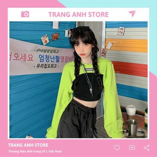 Combo 2 áo hoodie croptop BUGGER CUT OUT + Áo tanktop đen Ulzzang TS213