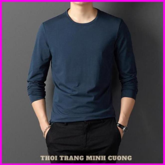 Áo thun nam dài tay cổ tròn mặc thu đông, giữ nhiệt, chất cotton co giãn, dáng ôm huongpt MM1518 | BigBuy360 - bigbuy360.vn