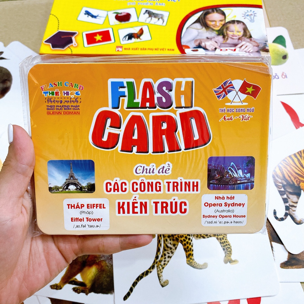 Bộ Thẻ Học Thông Minh 18 Chủ Đề loại to song ngữ tiếng Anh loại chuẩn Glenn Doman Flashcard