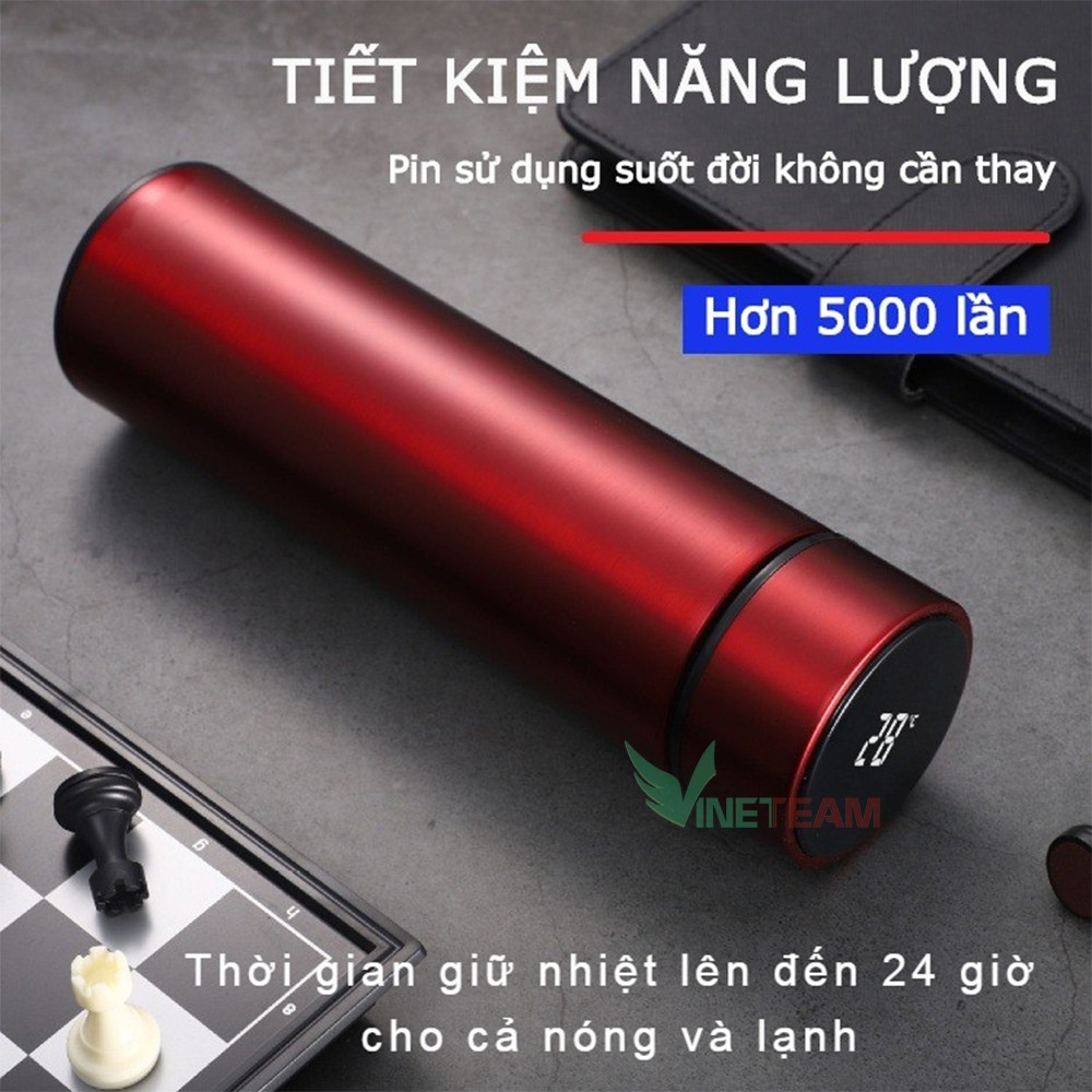 Bình giữ nhiệt có nhiệt kế thông minh 500ml - Bình giữ nhiệt INOX hiển thị nhiệt độ led cao cấp có Bảo Hành -dc4137