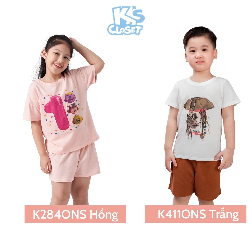 Bộ quần áo cộc tay trẻ em K'S CLOSET chất liệu Cotton mềm mịn thoáng mát K284ONS / K411ONS