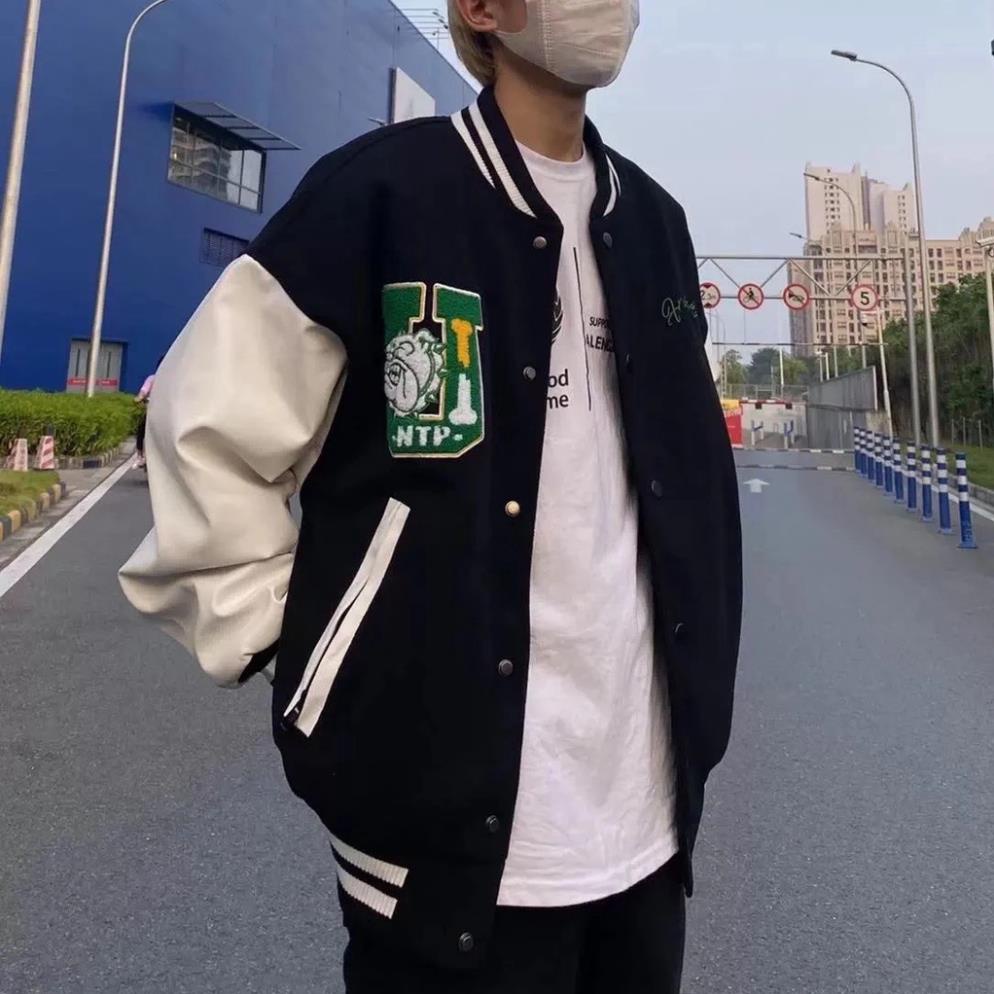 Áo Khoác Bomber Varsity Jacket - Áo Khoác Bomber Cardigan FRESHKID DOG Ullzang của SixK Store Unisex