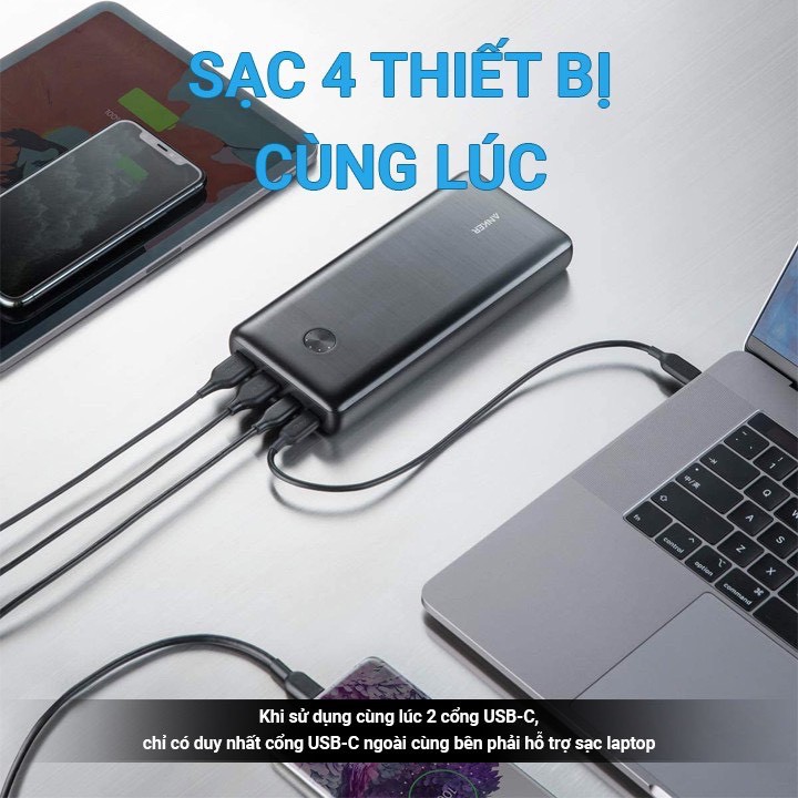 [Mã 159ELSALE hoàn 7% đơn 300K] Sạc dự phòng ANKER PowerCore III Elite 25600 sạc nhanh PD 60W Mabook - Mã A1290