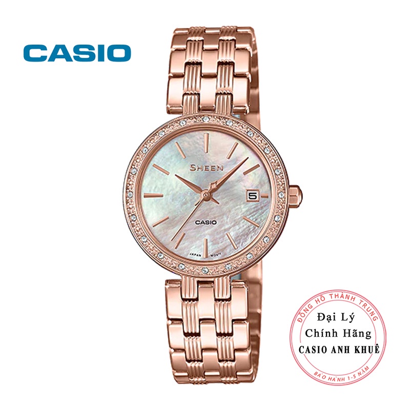 Đồng Hồ Casio Nữ Sheen SHE-4060PG-4AUDF cao cấp mặt nhỏ đính đá