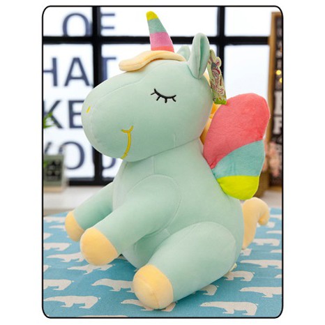 Gấu bông unicorn - thú bông ngựa Pony 1 sừng size 35 cm