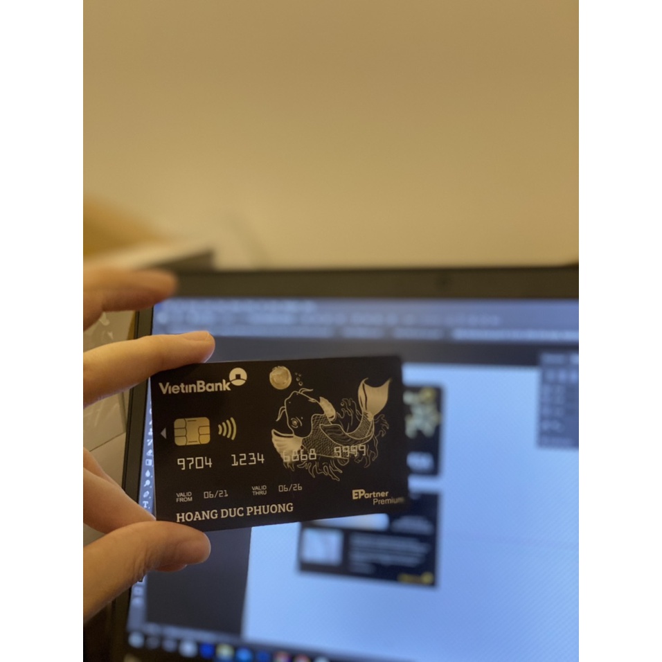 Danh thiếp thông minh in hình thẻ đen trang trí VTIN - TÊN/QR code THEO YÊU CẦU - thẻ cá nhân 1 chạm