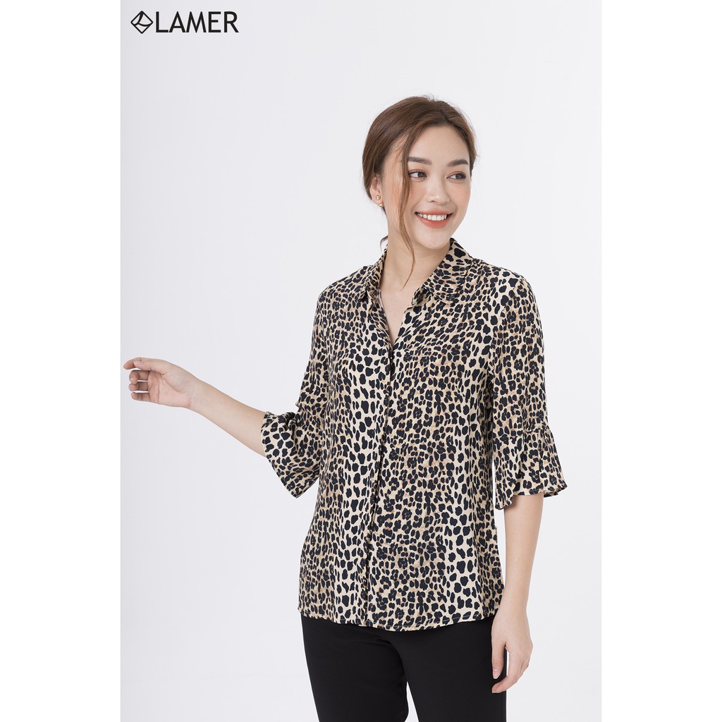 Áo sơ mi tay chuông LAMER L61H19Q005 (Xanh da trời/Be)