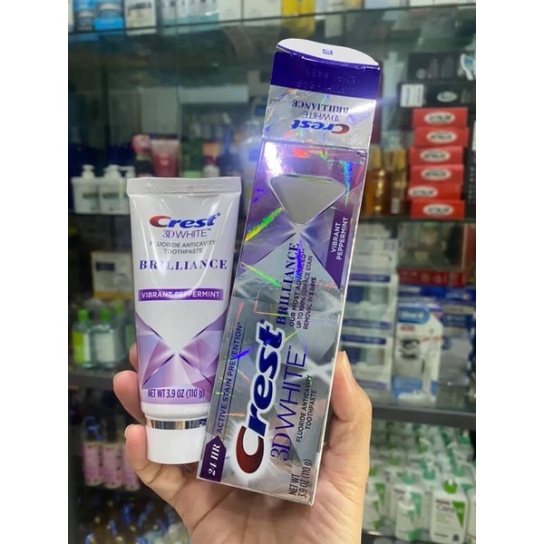 KEM ĐÁNH TRẮNG RĂNG CREST 3D WHITE BRILLIANCE VIBRANT PEPPERMINT TEETH WHITENING - VỊ BẠC HÀ THƠM MÁT