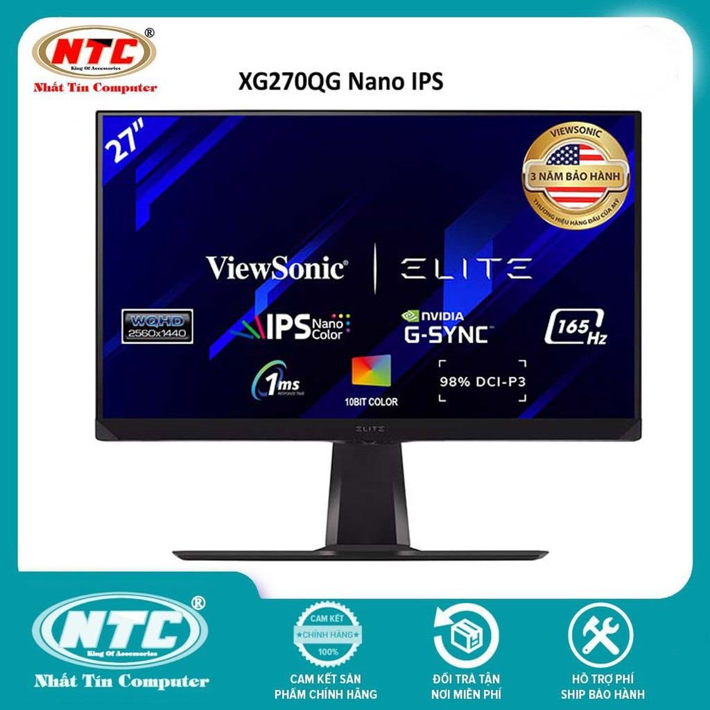 Màn hình gaming ViewSonic XG270QG 27" Nano IPS 2K 165Hz 1ms G-sync HDMI/DP tích hợp loa ngoài (Đen)