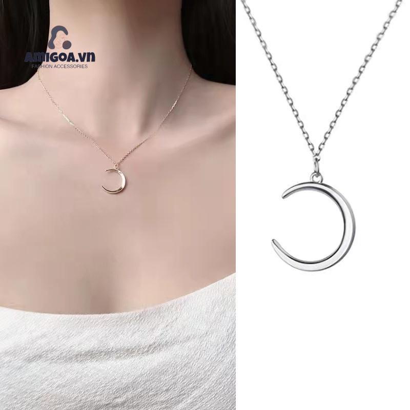 ✨✨Vòng cổ mạ bạc 925 hình mặt trăng đơn giản phong cách Hàn Quốc