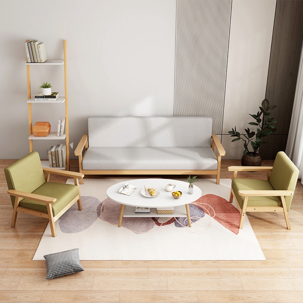 Bàn trà, bàn sofa hình chữ nhật vintage loại lớn ngồi bệt hoặc ngồi cao với ghế sofa chân gỗ tự nhiên chắc chắn