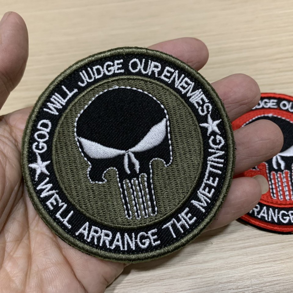 Patch dán vải Velcro thêu 3D hình tròn dán áo hoặc dán balo