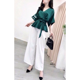 Sét áo peplum + quần lửng và ảnh thật