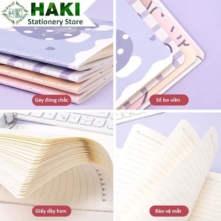 Sổ tay ghi chép A5 HAKI quyển sổ cute bìa hoạt hình dễ thương đồ dùng văn phòng phẩm S17
