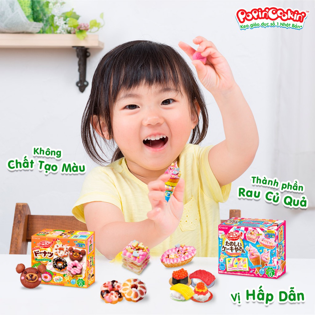 Combo 3 hộp kẹo Popin Cookin đồ chơi sáng tạo ăn được : Thế Giới Sắc Màu + Sushi + Cơm Bento chính hãng