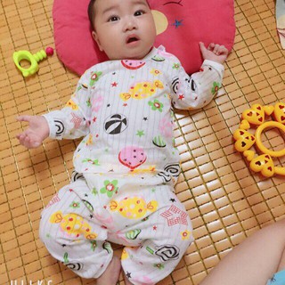 ĐƯỢC CHỌN MẪU Bộ cotton giấy dài tay cúc vai cho bé trai gái 4-13kg