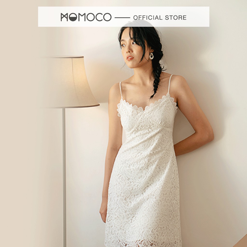 Váy Hai Dây MOMOCO Phối Viền Ngực Ren Đơn Sắc Tối Giản M2637
