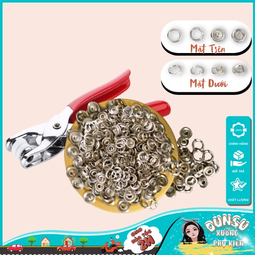Combo 25 Bộ Cúc Bấm Áo Kim Loại Khuy Bấm Dành Cho Kìm Bấm Cúc Quần Áo Tiện Lợi 9.5mm DunSu