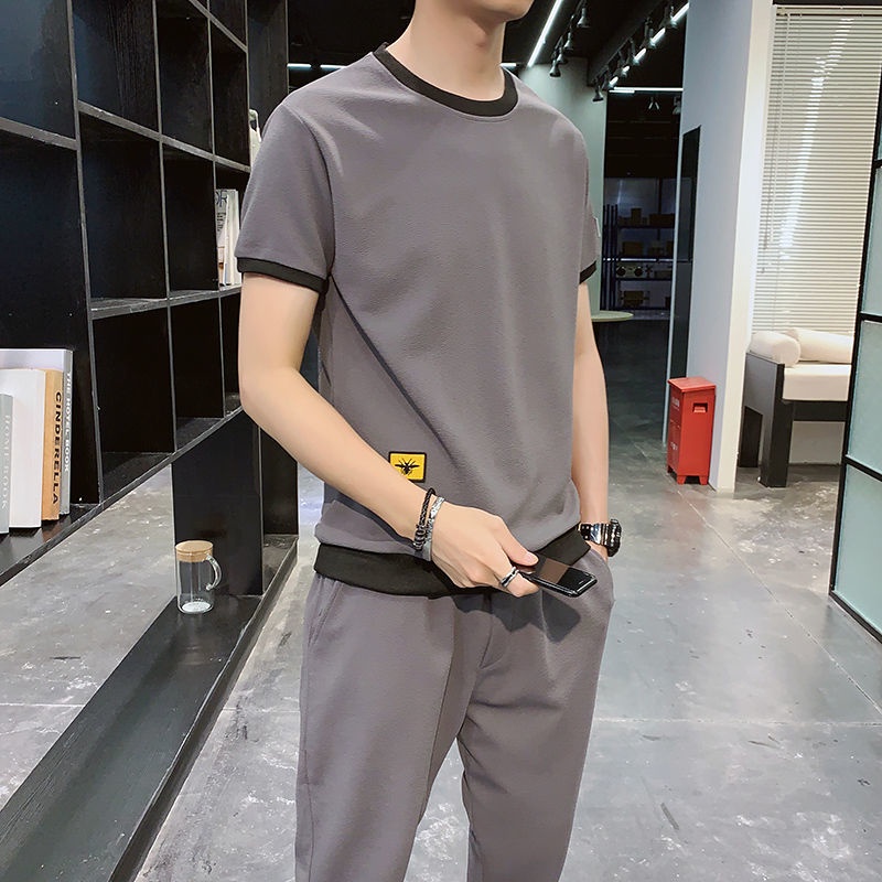 Bộ áo tay ngắn quần dài thời trang mùa hè cho nam có bán lẻ