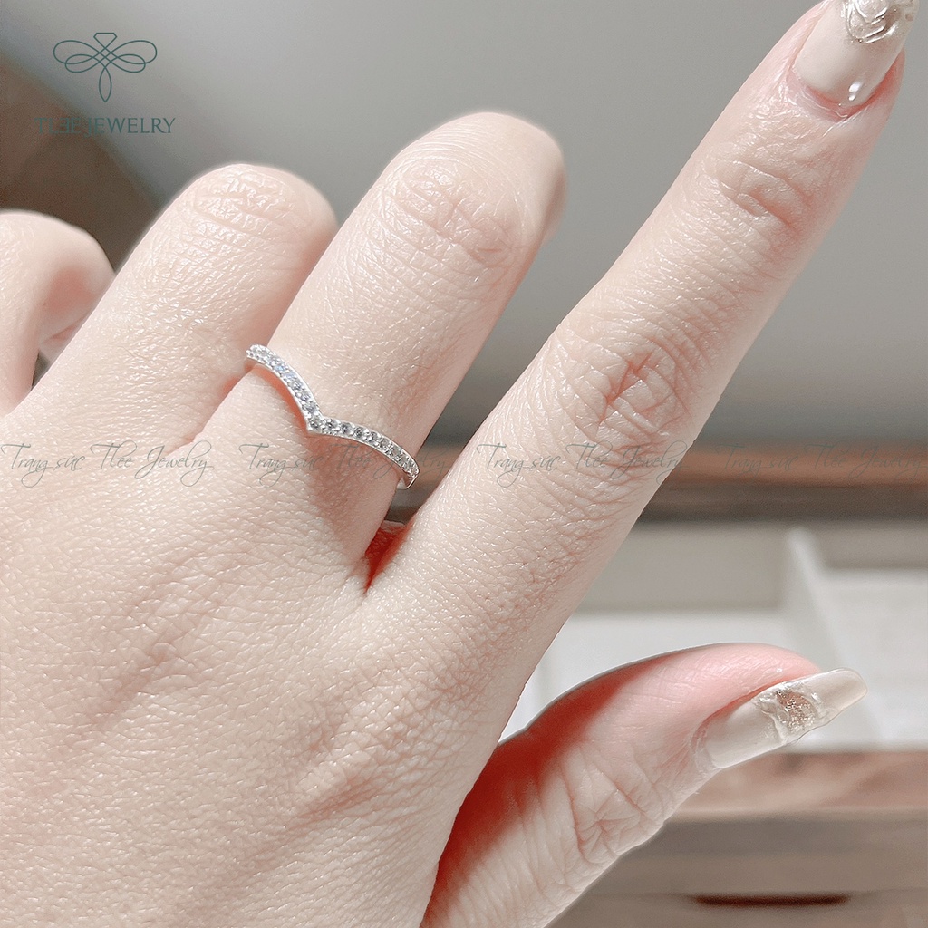 Nhẫn bạc nữ TLEE cung nạm đá một hàng sang trọng NCJ A0165