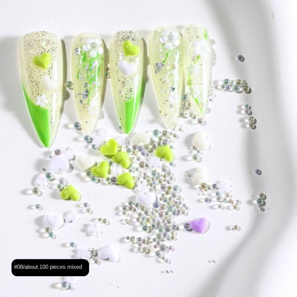JARRED Hạt Cườm 3D Màu Sắc Ngọt Ngào Chuyên Dụng Trang Trí Móng Tay Nghệ Thuật DIY