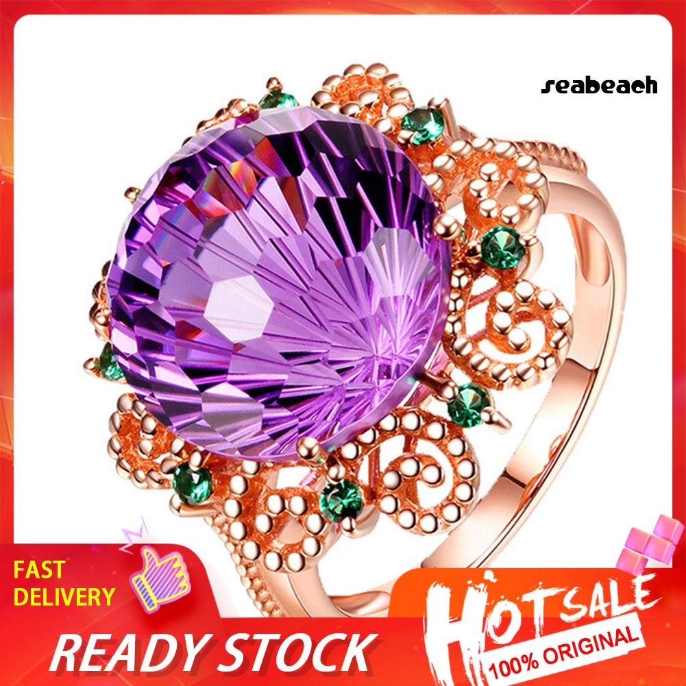 ps/Fashion Women Faux Amethyst Finger Ring Wedding Engagement Banquet Jewelry Gift