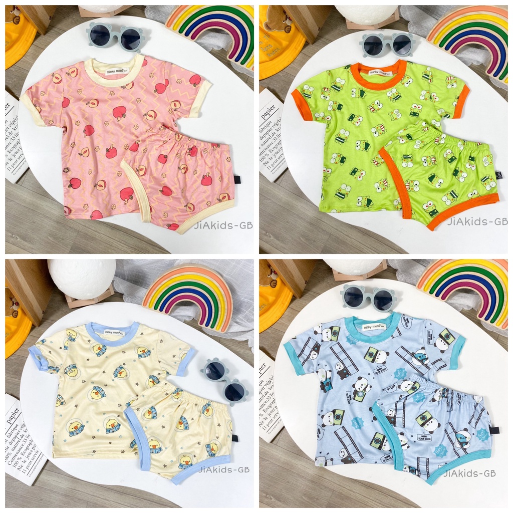 Bộ cộc tay quần chip Minky mom hoạt hình cho bé iu size cho bé từ 5kg đến 15kg