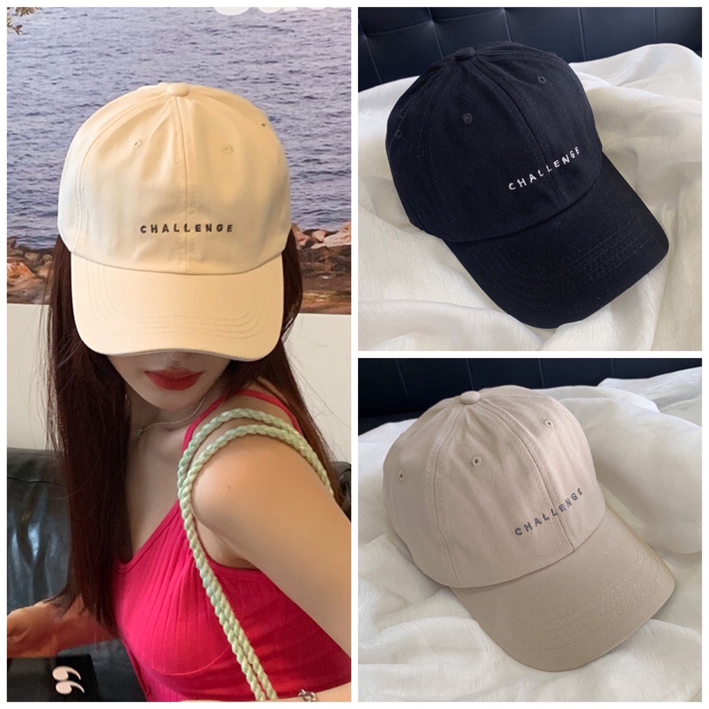 Mũ Lưỡi Trai Cotton Thêu Chữ CHALLENGE Thời Trang Dành Cho Nam Và Nữ