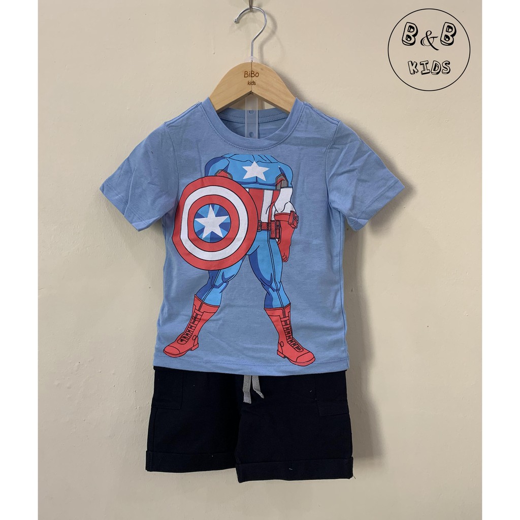 [ Hàng VNXK ] Quần áo trẻ em Bộ GAP bé trai từ 1 đến 7 tuổi in hình siêu anh hùng
