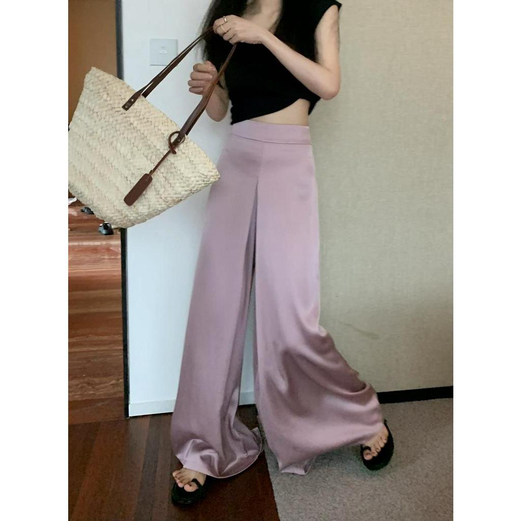 Quần Dài Ống Rộng Lưng Cao Màu Sắc Đơn Giản 63805